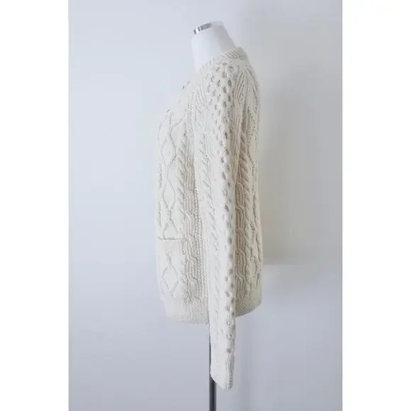 Vintage Handknit Cable Hand Knit Cardigan Sweater Carrick On Suir Ireland - Picture 10 of 14